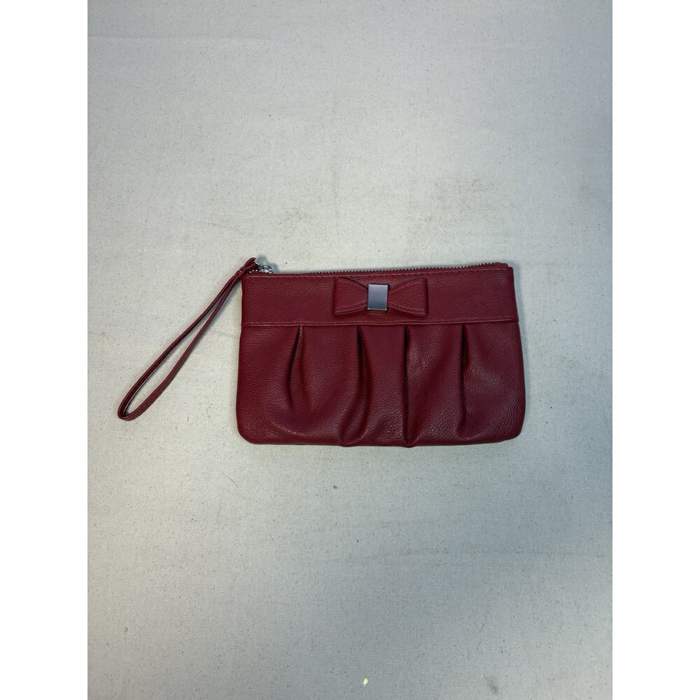 Safe Keeper Bow Wristlet Clutch Wallet Red Pebble Faux Leather NWOT